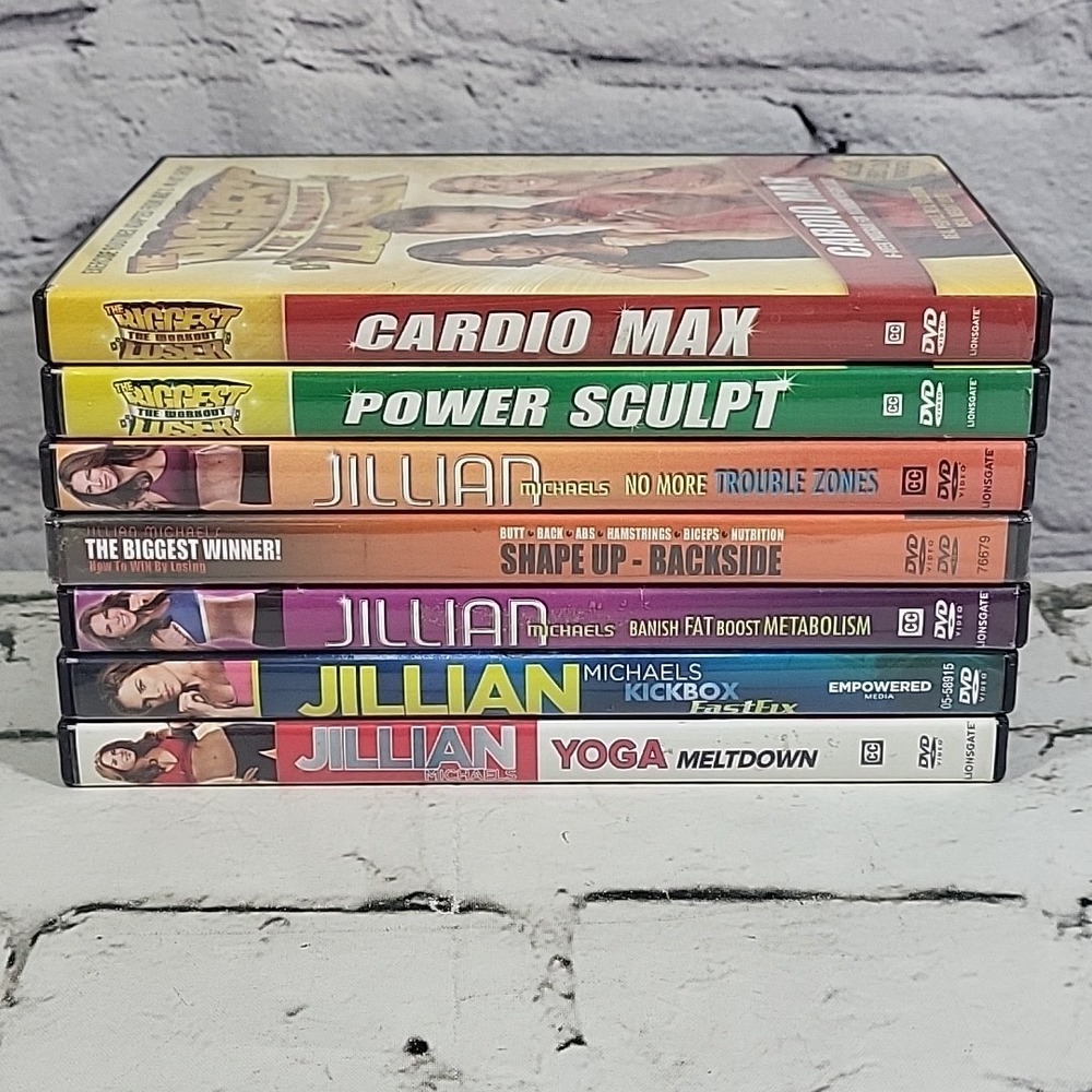 Jillian Michaels Workout Exercise Weight-loss DVDs Lot Of 7 Yoga Kickbox Sculpt
